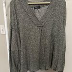 Very J Dark Gray Oversized Ribbed V Neck Long sleeve Knit Sweater size Medium Photo 0