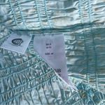 Ganni NWT Shirred Floral Organic Cotton Blend Poplin Blouse Puff Sleeve Blue Photo 7