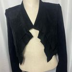 BCBG Maxazria Norton Crop Jacket Faux Suede black Stretch NWT XXS Photo 2