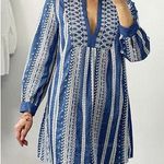 ZARA blue embroidered bohemian hippie mini dress long sleeve Photo 0