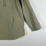 Pure Jill Women's Hooded Gauze Tunic Top Olive Green Button Front Pockets Casual Size L Photo 8