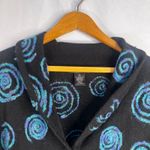 Sarah Spencer Lambswool Knit Swirl Artsy Cardigan Sweater Black Blue Size 2X Photo 2