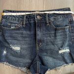 SO NWOT  Juniors Dark Wash Distressed High Rise Shortie Denim Shorts size 9/29 Photo 4