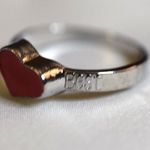 Source Unknown NWOT" BESTIES" Red Enamel Silver Tone Metal  Size's 7 & 11 Trendy Casual Ring Photo 2