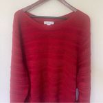 Liz Claiborne 3x Women's Rich Red Crew Neck Sweater Long Sleeve Glitter Metallic Photo 2