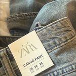 ZARA NWT WOMEN MID-RISE TRF CARGO JEANS Pockets Photo 9