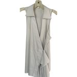 Ann Taylor sleeveless pinstripe wrap side tie blouse Sz 12 Cotton Blend Stretch Photo 5