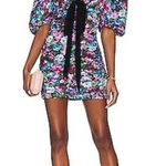 NWT For Love & Lemons Purple Blue Floral Back Tie Marley Mini Dress Small Photo 0