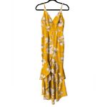 Lulus Darling Daylily Mustard Yellow Floral Print High-Low Maxi Dress Photo 4