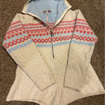 Urban Outfitters Women's Patterned Sweater romper - Cream, Red, and Blue Photo 4