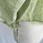 Lush Clothing New Lush Floral Print Short Sleeve Cropped Wrap Blouse Ranya Sage Green Size XL Photo 5