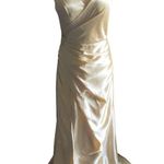 TS Couture -SATIN FEEL CREAM COLOR GOWN-SIZE SMALL Photo 0
