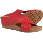 Yokono Red Leather Cross Strap Cork Platform Espadrille Wedge Sandals 6.5 resort Photo 1