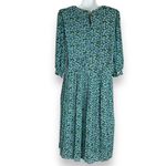 Vintage Blouson Dress Blue Roses Floral Pleated Skirt Women Plus Size Retro 90s Photo 1