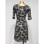 Ann Taylor  Women's Black Brown Printed Career Stretch Travel Dress Size 0 Photo 1
