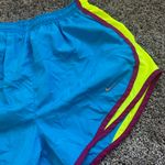 Nike  Women's Blue and Yellow Athletic Shorts Photo 1