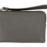 Coach F58032 Corner Zip Wristlet Crossgrain Leather Wallet Gray Small Photo 0