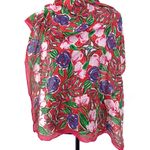 EXPRESS Floral Square Neck Scarf Pink Purple Red Green Photo 2