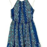 Sundance Catalog Python Snake Print Lined Halter Dress Size Small Blue Ruffles Photo 0
