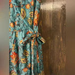 Band of the Free Boho Floral Maxi Dress Turquoise Summer Beach Vacation‎ E11 Blue Photo 3