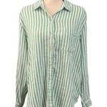 Universal Threads Universal Thread Women's White Green Stripe Linen Blend Button Up Shirt Sz M Photo 0