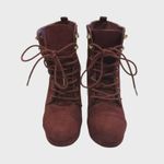 Forever 21 Burgundy Faux Suede Lace-Up Wedge Ankle Boots Women’s Size 10 Photo 2