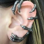 Gothic Dragon Claw Ear Cuff Wrap Earrings Punk Retro Jewelry Silver Photo 0