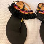 Anthropologie Maliparmi Vreeland Circus Beaded Tassel Bohemian Sandals Size 39 Black Photo 1