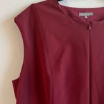 Jaeger  Dress Burgundy Red Front Zip Cap Sleeve Sheath Dress Sz US 14 GUC Photo 3
