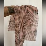 Galitzine Nwt Italian Scarf Brown White Pink‎ Swirls Vintage Infinity light Photo 3