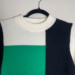Vine & Love Womens Color Block Long Sleeve Crewneck Green Black Sweater Small Blue Photo 2