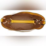 Calvin Klein  Sadia oatmeal Canvas yellow trim Hobo Shoulder Bag Women's 14”x11”‎ Photo 8