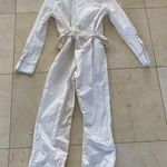 Buru White Denim Jumpsuit Sz Small With Belt and Pockets Photo 4