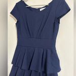 Amanda Uprichard  Navy ruffle spring zip back tiered dress spring mini Photo 2