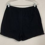 Solid Black Raw Hem Cotton Pull On Shorts Size L Size L Photo 1
