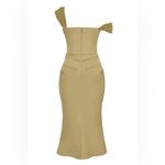 House Of CB  NATALYA OLIVE SATIN CORSET MIDI DRESS, Size Medium, $285 Photo 12