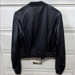EXPRESS  Black Leather Bomber Jacket Photo 2