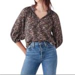 Faherty  Pink and Black Floral Long Sleeve single button cuff Blouse Top XS Photo 1