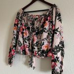 Altar'd State NWT Altar’d State Pink Floral Off the Shoulder Long Sleeve Tie Top Size Small Photo 1