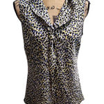 Tahari Petite Leopard Print Sleeveless Blouse Cowl Neck Versatile Top Photo 0