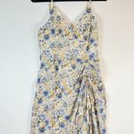 En Saison Women Dress Beige Allover Floral V Neck Ruched Maxi Boho Size Small White Photo 3