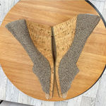Toms  Wedge Heels Herringbone Tweed Peep‎ Toe Cork Brown Tan Size 8 Photo 5