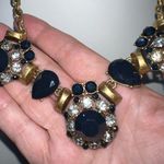 J.Crew  Navy Blue Rhinestones Bib Gold Tone Statement Necklace Photo 4