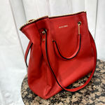 ALEXIS BENDEL RED VEGAN LEATHER GOLD BEAD SATCHEL HANDBAG PURSE Photo 3