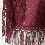Charlotte Russe Boho Maroon/Burgundy Floral Damask Fringe Cardigan Sz S Photo 3