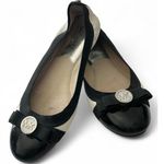 Michael Kors | 5.5 | Ballet Flat Shoes Women's Quilted White Black Bow Logo MK Photo 0