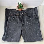 Levi's 501 Bling Womens Jeans Sz 26x26 Black Wash Crystals Silver Stud Custom Photo 13