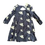 ECI NEW New York Boho Shift Dress 3/4 Sleeve Floral Embroidered Blue Large Photo 2