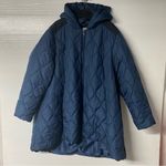 LOGO By Lori Goldstein LOGO Lori Goldstein Coat Women Size 3X Blue Quilted Long Full Zip Hooded Jacket Photo 0