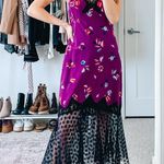 Rebecca Taylor Purple Floral Lace Midi Dress Photo 0